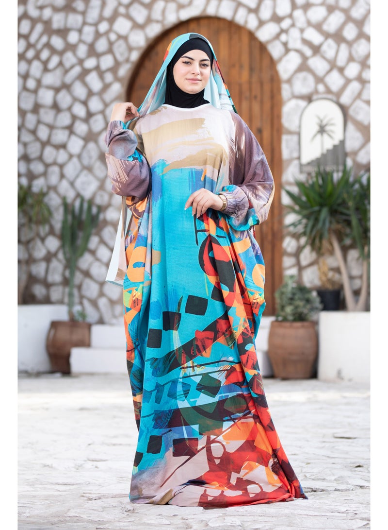 SATR HIJABI Vibrant Multicolor Printed Isdal – Elegant Modest Prayer Wear for Women - Image 3