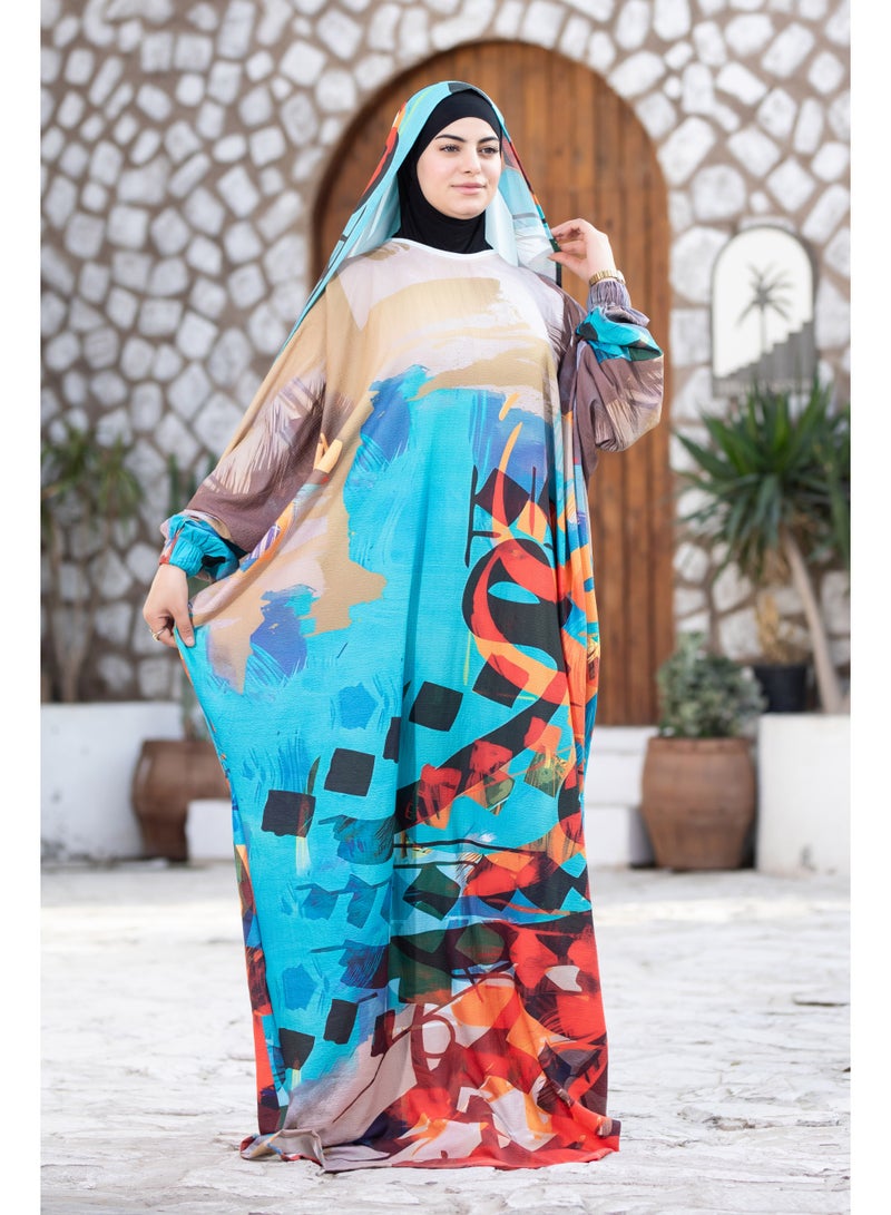 SATR HIJABI Vibrant Multicolor Printed Isdal – Elegant Modest Prayer Wear for Women - Image 4