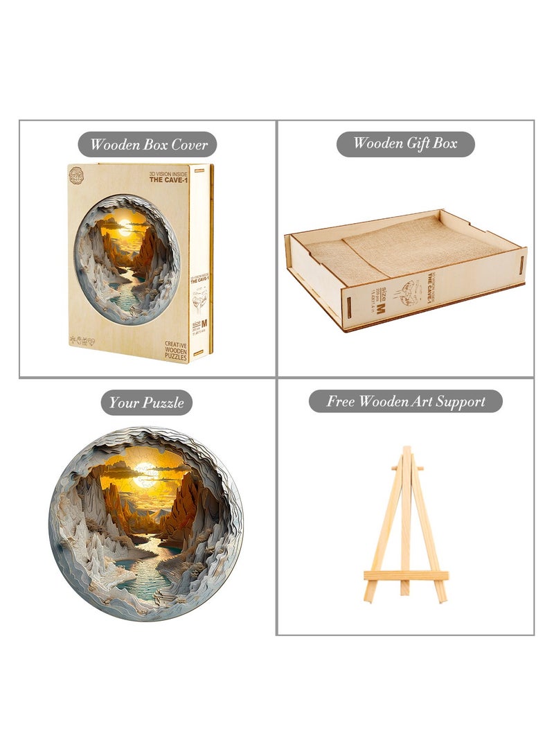 جالادون 200 قطعة من الألغاز ثلاثية الأبعاد للكبار والصغار والمراهقين، ألغاز خشبية، ألعاب تعليمية لتخفيف التوتر، هدايا رمضانية فريدة من نوعها، ديكورات منزلية على الطراز الطبيعي، نمط شروق الشمس في الوادي - Image 5