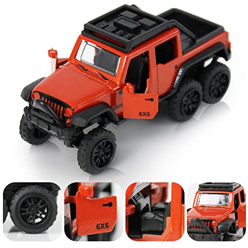 KIDAMI Diecast Toy Trucks 4 Pack Die Cast Metal Toy Cars Pull Back Cars Openable Doors OffRoad Vehicles Birthday Gift for Boys and Toddlers Original - Image 5