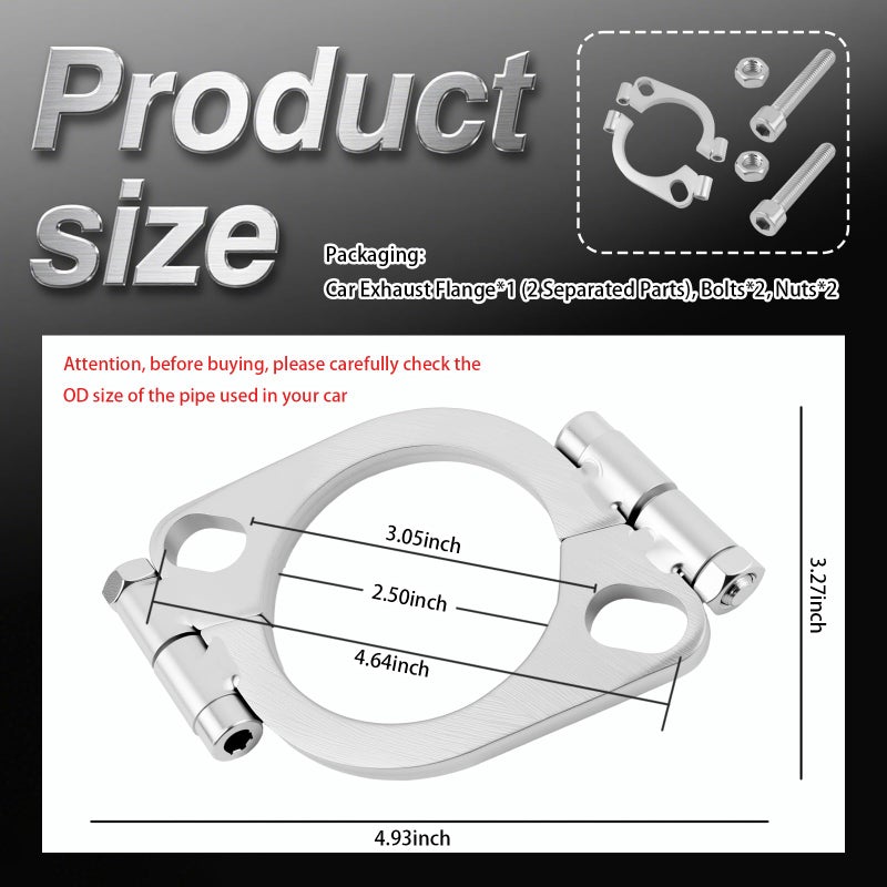 KIFIDAN 2.5" Car Split Exhaust Flange Repair Kit with Nuts & Bolts,Oval Car Exhaust Flange for Automotive Exhausts Pipe,2 Bolt Holes Cars Exhausts Flanges Vehicle Accessories - Image 2