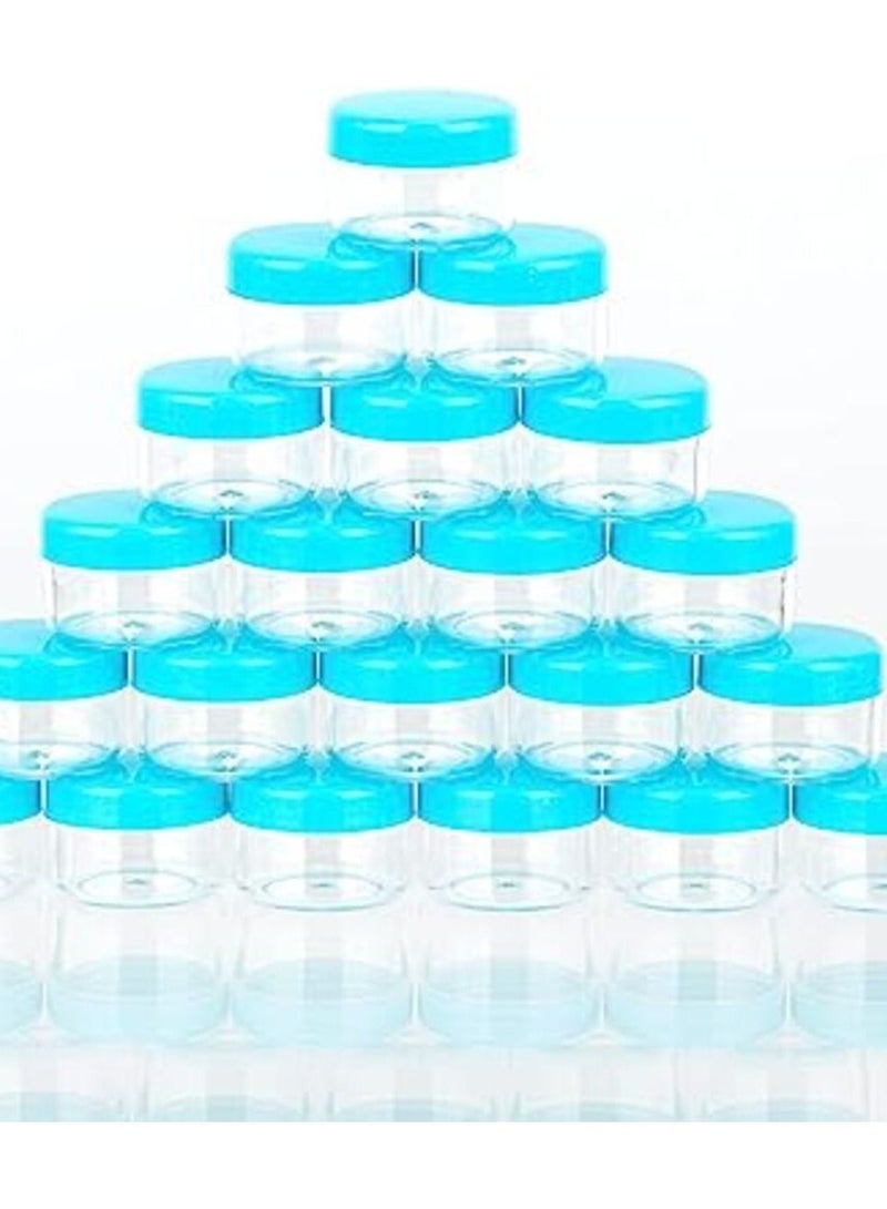 برطمانات مستحضرات تجميل للعينات والمكياج مع اغطية سعة 20 مل من 25 قطعة  (ازرق) - Image 1
