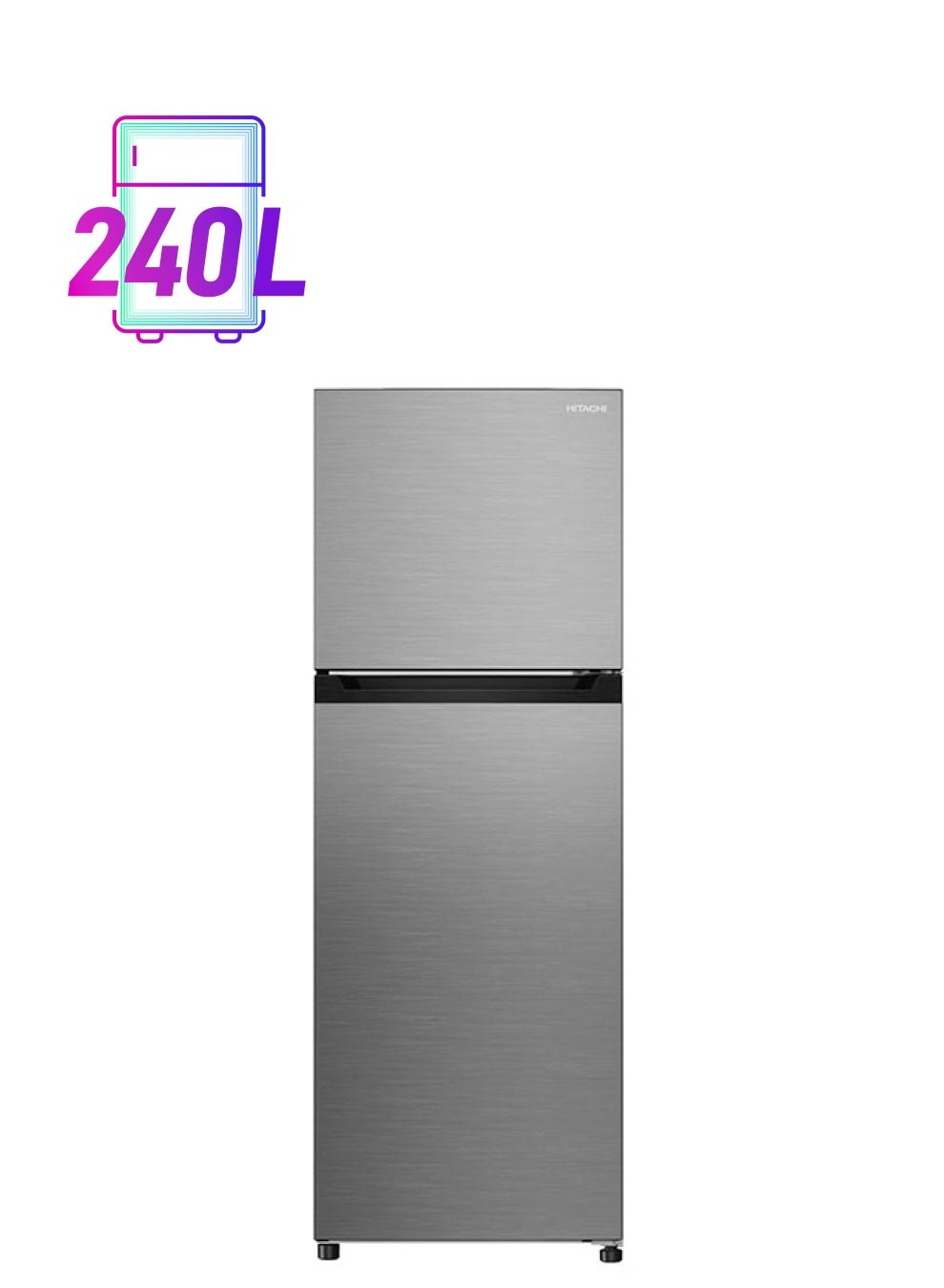 330L Gross, Net 240L, Top Mount Double Door Refrigerator, No Frost Fridge Freezer, High Power, , Tempered Glass Shelves HRTN5255MFXAE Brilliant Silver