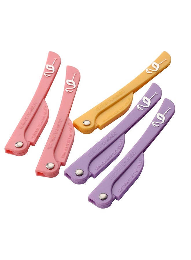 لوازم طقم شفرة حواجب قابلة للطي مكون من 5 قطع - أدوات تشذيب للوجه وإزالة الوبر والجلد الميت - شفرات حلاقة دقيقة مع مقابض ثابتة - مناسبة للنساء والرجال - Image 2