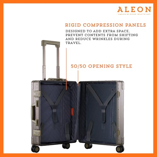 Aleon All Aluminum Lightweight 21" Premium International Carry-On Luggage - Hardside Carry-On Suitcase, TSA Approved, Hard Shell Suitcase, Airline Approved Hard Spinner Wheels Luggage (Bronze) - Image 3