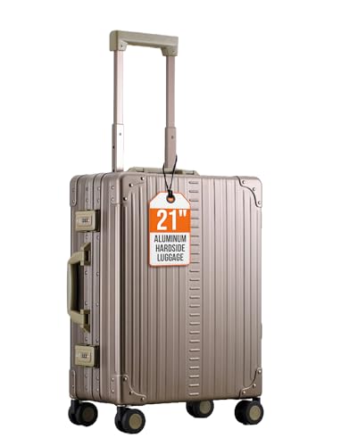 Aleon All Aluminum Lightweight 21" Premium International Carry-On Luggage - Hardside Carry-On Suitcase, TSA Approved, Hard Shell Suitcase, Airline Approved Hard Spinner Wheels Luggage (Bronze) - Image 1