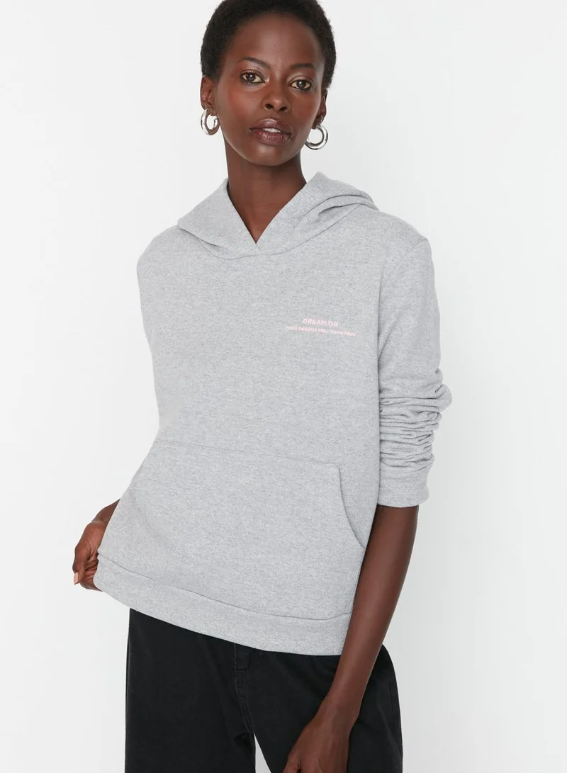 trendyol Embroidered Pocket Detail Hoodie