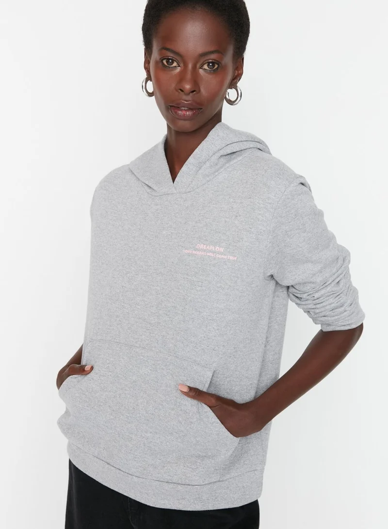 trendyol Embroidered Pocket Detail Hoodie