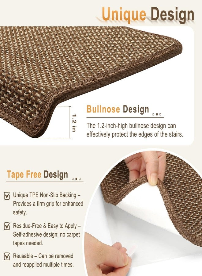 SMILOOL Bullnose Carpet Stair Treads Non Slip for Wooden Steps Indoor, 9.5" x 35" 2 Pieces, Extra Wide Bull Nose Carpet Runners for Wood Stairs, Step Covers, Stair Tread Rugs, Washable, Brown - Image 3