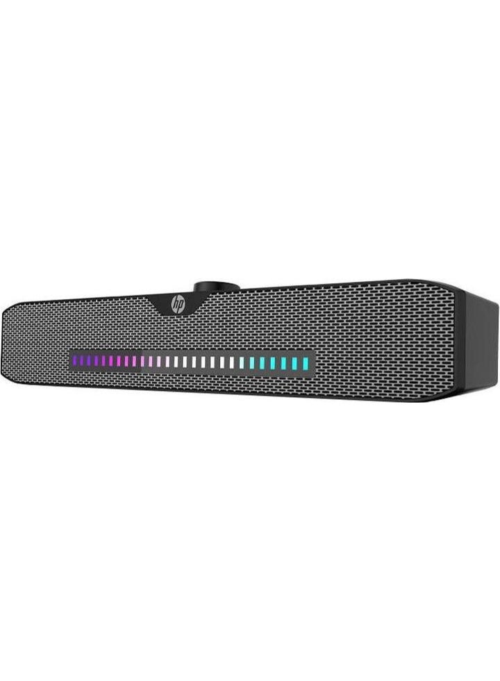 أتش بي بي مكبر صوت كمبيوتر سلكي HP DHS-4200 مزود بإضاءة LED، قدرة 2 × 3 واط، منفذ صوت 3.5 ملم ومنفذ طاقة USB، حجم مكبر الصوت 52 ملم، إضاءة LED ساطعة، أسود - Image 1