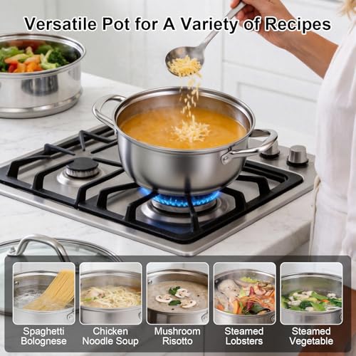 Chefbee Stainless Steel Steamer Pot - 3.2QT Steamer for Cooking with Food Basket, Steaming Cooking Pot Kitchen Cookware for Vegetable, Food, Dumplings, Soup - Image 5
