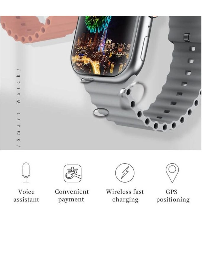 W&O - X9 Pro 2 (Super AMOLED) Screen Smart Watch (45mm) Screen | Aluminum Case -Silver - Image 1