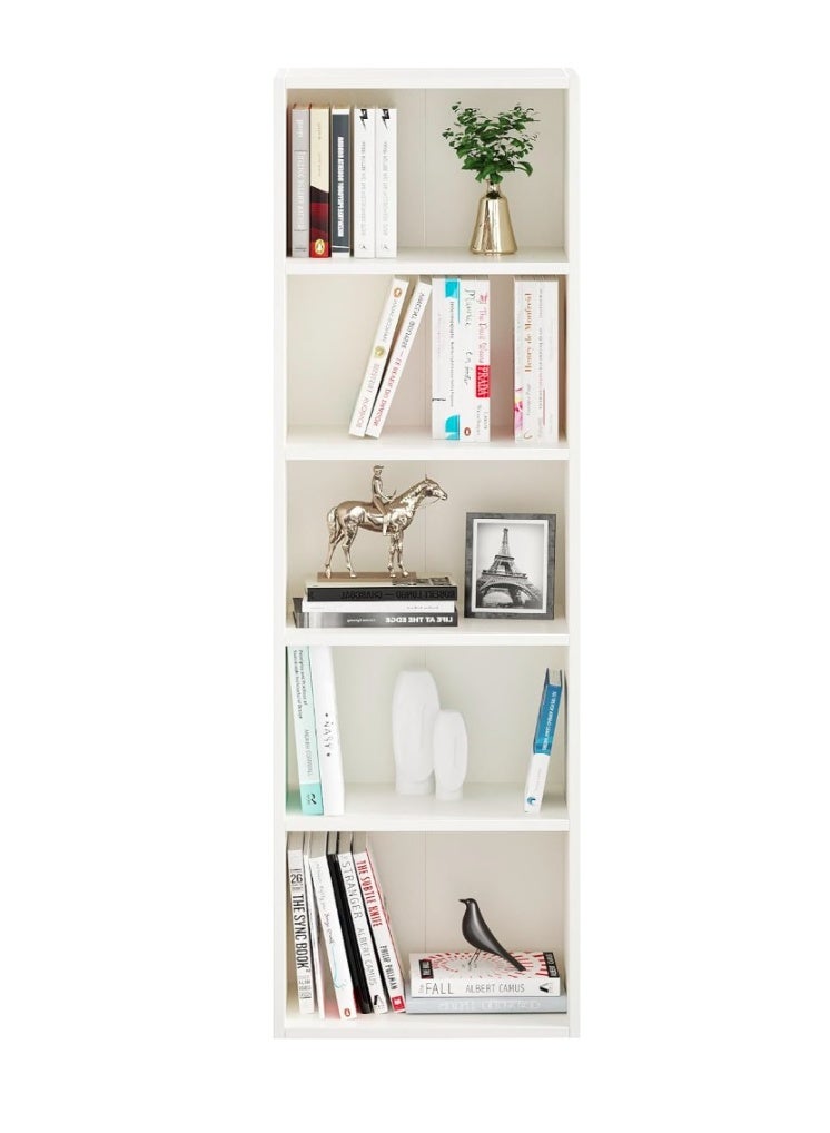 eBasket Multi-purpose storage organizer suitable for living rooms and small offices. Used to organize books, antiques and all items. 5-compartment organizer made of high-quality wood (white color). - Image 2