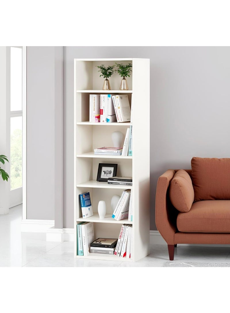 eBasket Multi-purpose storage organizer suitable for living rooms and small offices. Used to organize books, antiques and all items. 5-compartment organizer made of high-quality wood (white color). - Image 4