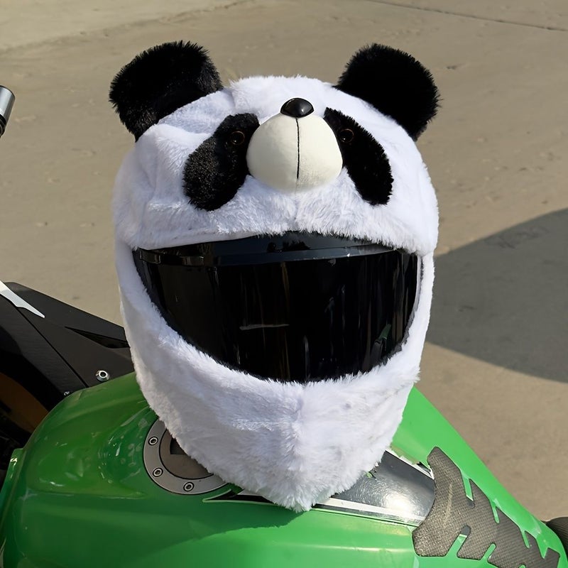 White Cartoon Plush Helmet Cover Anti Scratch Warm Motorcycle Protector - Image 2