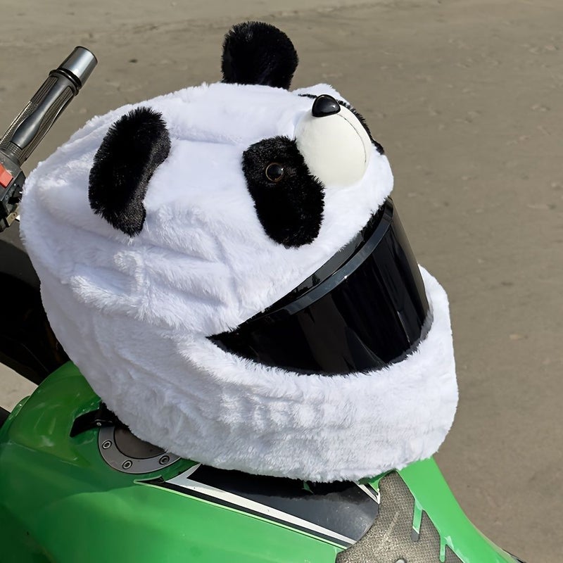 White Cartoon Plush Helmet Cover Anti Scratch Warm Motorcycle Protector - Image 4