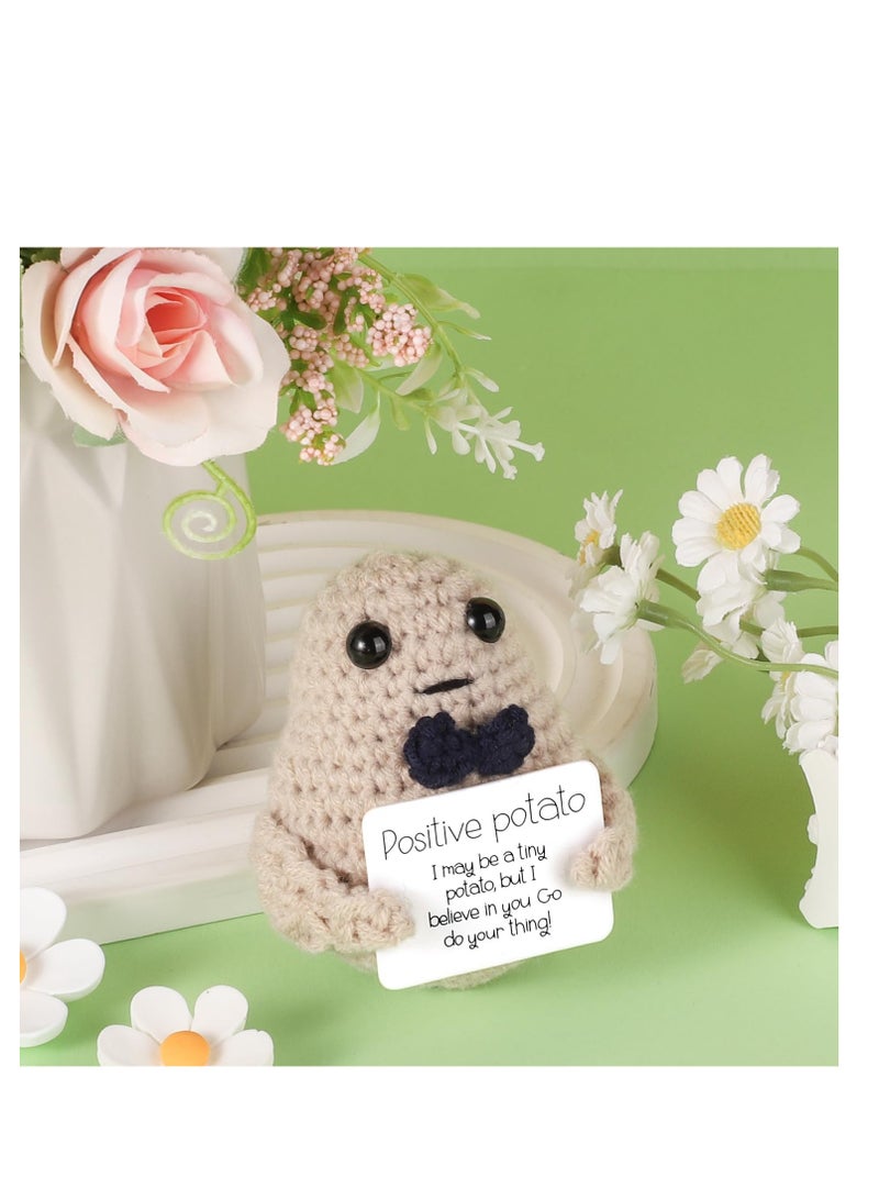 Excefore Funny Positive Potato, Knitted Potato Toy, with Positive Card Creative Wool, Positive Potato Doll Cheer up Gifts, for Birthday Valentine's Day Party Decoration - Image 4