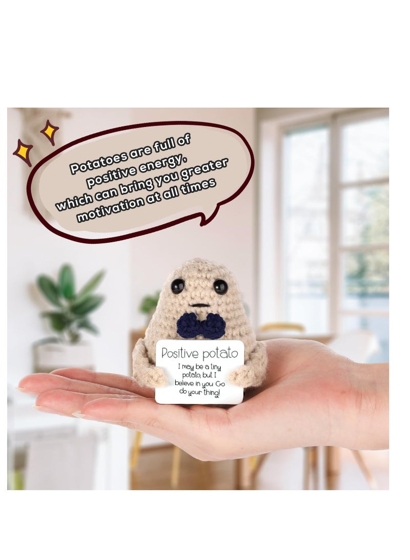 Excefore Funny Positive Potato, Knitted Potato Toy, with Positive Card Creative Wool, Positive Potato Doll Cheer up Gifts, for Birthday Valentine's Day Party Decoration - Image 5
