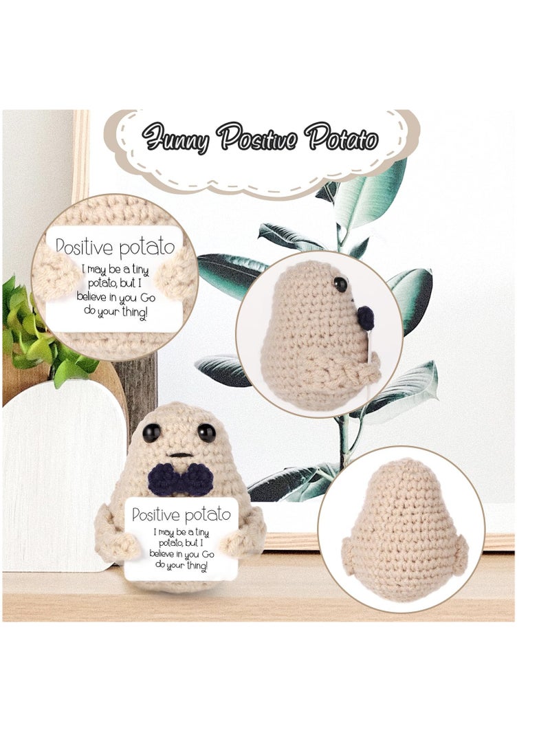 Excefore Funny Positive Potato, Knitted Potato Toy, with Positive Card Creative Wool, Positive Potato Doll Cheer up Gifts, for Birthday Valentine's Day Party Decoration - Image 3
