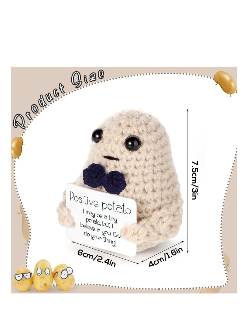 Excefore Funny Positive Potato, Knitted Potato Toy, with Positive Card Creative Wool, Positive Potato Doll Cheer up Gifts, for Birthday Valentine's Day Party Decoration - Image 2