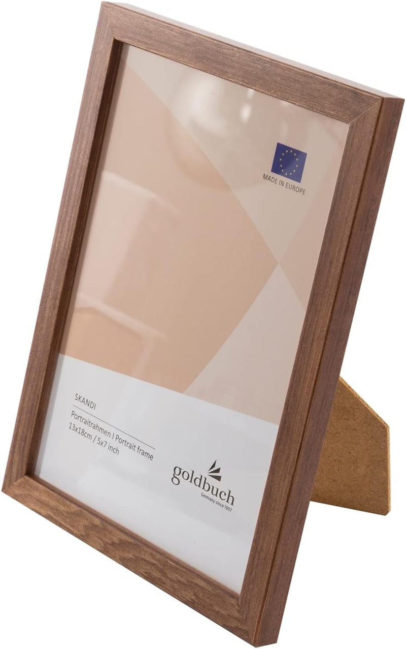 goldbuch Skandi 90 0593 Picture Frame, 13 x 18 cm, Single Frame Made of Real Wood, Portrait Frame for Standing, Wooden Frame with Wall Mount, Brown Frame - Image 2