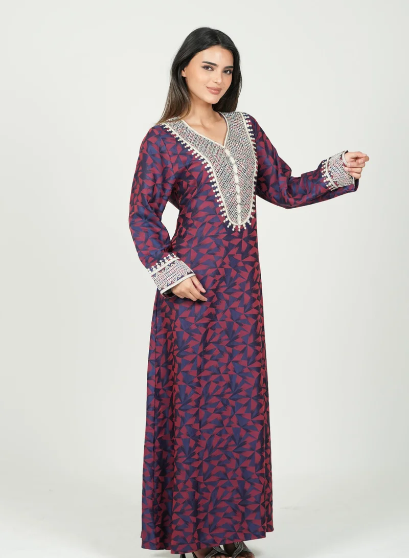 AL BENT AL SHARQIEH mukhawar printed jalabiya dress