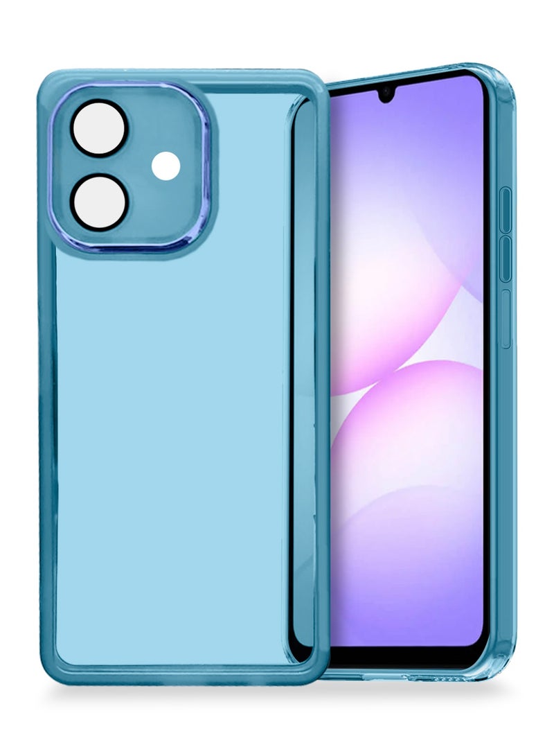 Wtech Samsung Galaxy A07 4G 2025 Soft Transparent TPU Camera Lens Protection Silicone Ultra Thin Phone Stylish Electroplated Camera Border Back Case Cover - Blue - Image 1