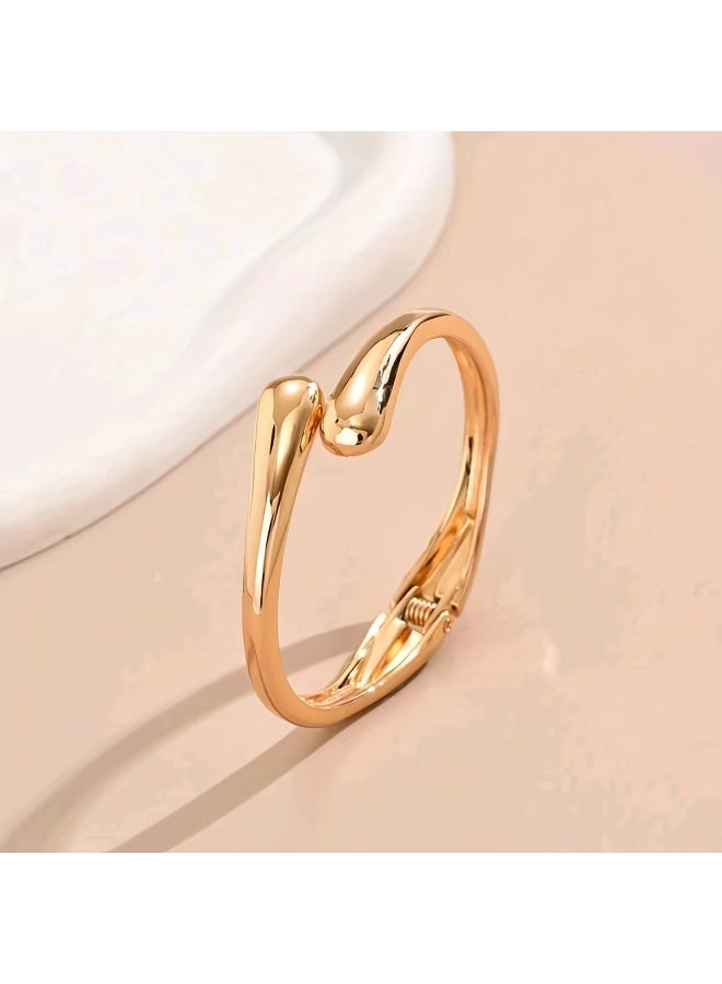 Goolsky 1pc Fashionable and Minimalist Exquisite Luxury Glossy Heavy Metal Temperament Geometric Water Drop Ring Bracelet for Women, Versatile to Wear - Image 3
