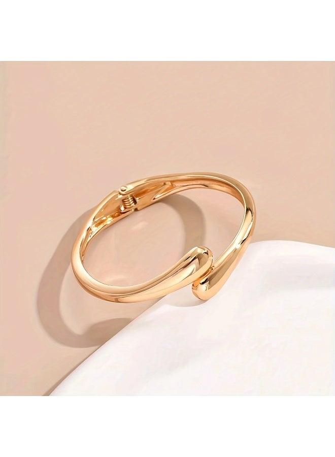 Goolsky 1pc Fashionable and Minimalist Exquisite Luxury Glossy Heavy Metal Temperament Geometric Water Drop Ring Bracelet for Women, Versatile to Wear - Image 4