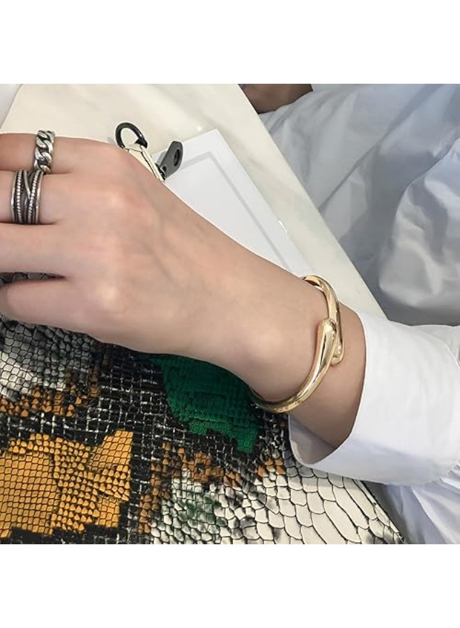 Goolsky 1pc Fashionable and Minimalist Exquisite Luxury Glossy Heavy Metal Temperament Geometric Water Drop Ring Bracelet for Women, Versatile to Wear - Image 5