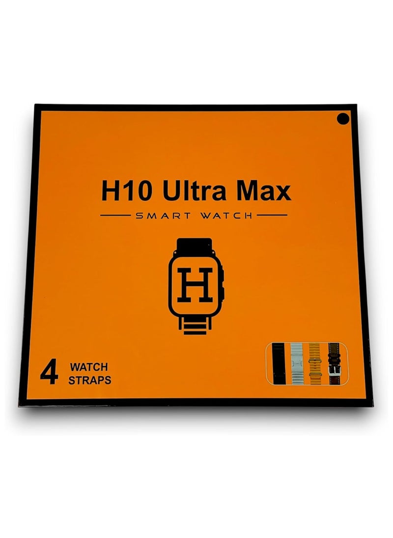 H10 Max - Smartwatch H10 Ultra Max – 2.02-inch HD Display, 4 Straps, Always-On, Arabic Support, Bluetooth Calling, NFC, ChatGPT AI Assistant, Sports Tracking (Black) - Image 1