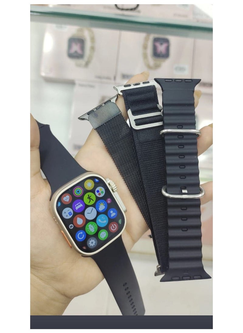H10 Max - Smartwatch H10 Ultra Max – 2.02-inch HD Display, 4 Straps, Always-On, Arabic Support, Bluetooth Calling, NFC, ChatGPT AI Assistant, Sports Tracking (Black) - Image 1