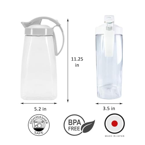 Invisioncorp Water Pitcher with Lid for Fridge, Slim 74 oz (2.3 qt) Beverage Airtight Pitcher for Drinks, Tea Jug with Easy Pour Spout, Space Saving Refrigerator Container, BPA-Free SAN Plastic, Made in Japan - Image 3