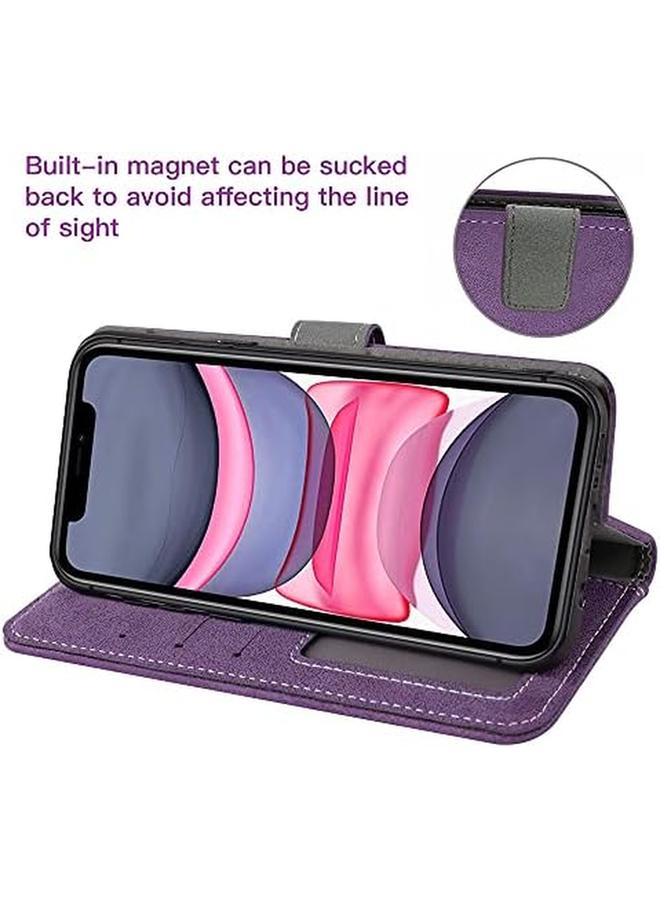 erorex Compatible With Iphone 12 Mini 5.4 Wallet Case And Tempered Glass Screen Protector Flip Credit Card Holder Stand Cell Accessories Phone Cover For Iphone12Mini 5G I 12S Iphone12 12Mini Women Men Purple  - Image 4
