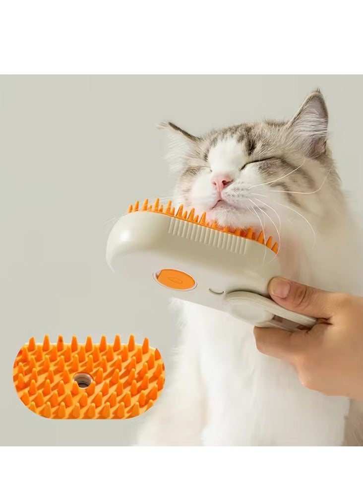 Cat Steam Brush, 3 in 1 Steamy Cat Brush, Cat Steamer Brush for Massage, Multifunctional Cat Grooming Brush, Eliminate Flying Hair and Tangled Hair Cat Hair Brush (Beige) - Image 1