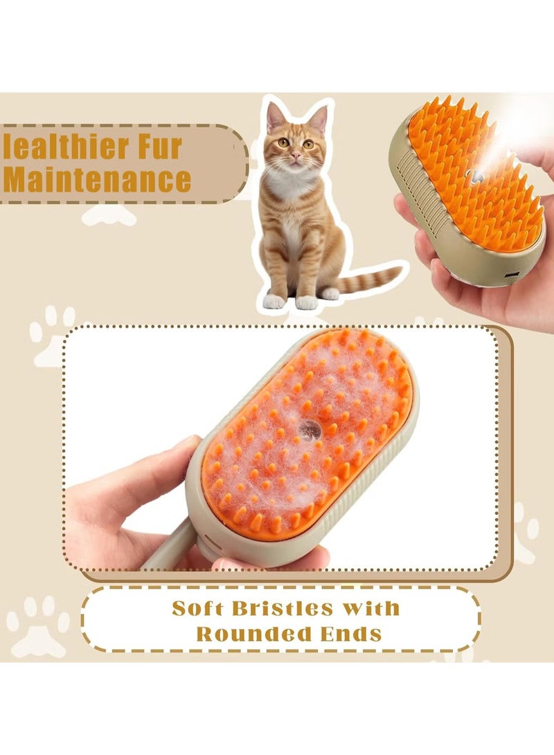 Cat Steam Brush, 3 in 1 Steamy Cat Brush, Cat Steamer Brush for Massage, Multifunctional Cat Grooming Brush, Eliminate Flying Hair and Tangled Hair Cat Hair Brush (Beige) - Image 2