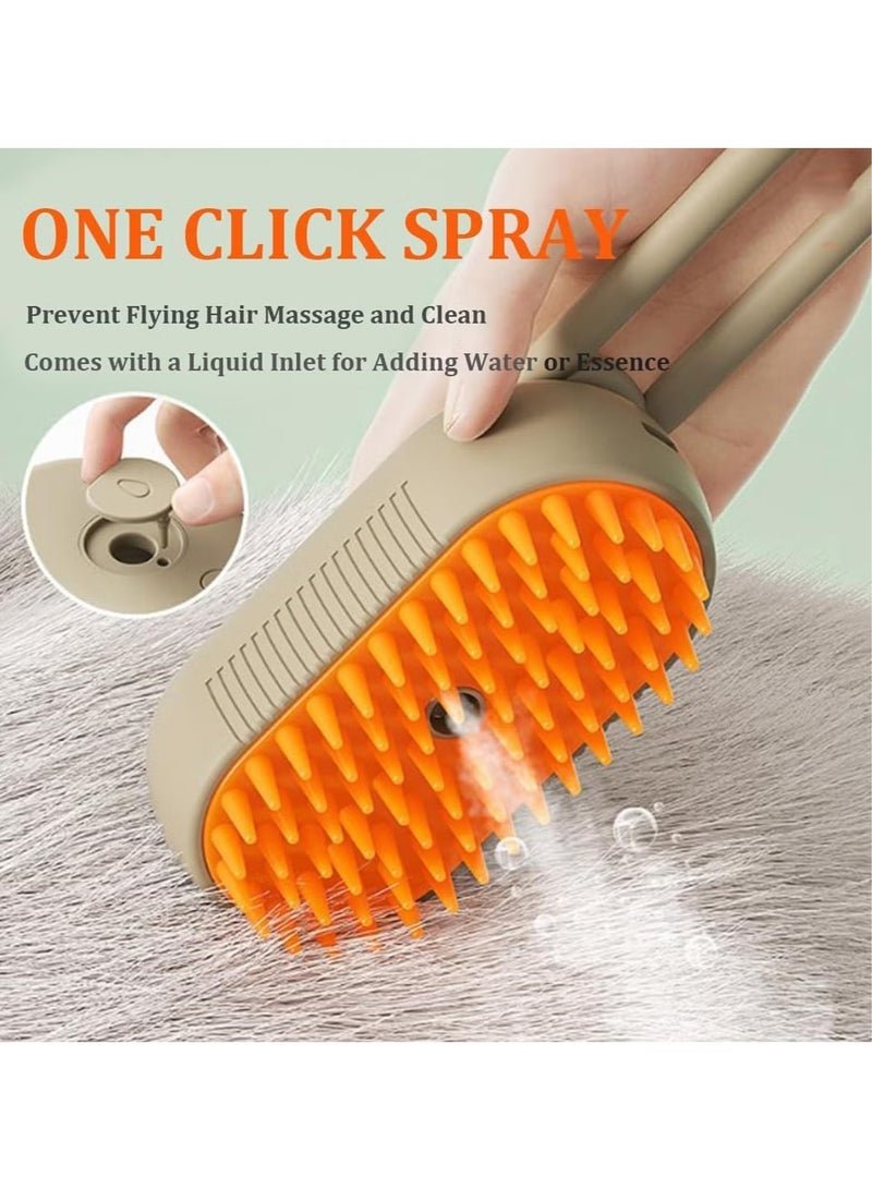 Cat Steam Brush, 3 in 1 Steamy Cat Brush, Cat Steamer Brush for Massage, Multifunctional Cat Grooming Brush, Eliminate Flying Hair and Tangled Hair Cat Hair Brush (Beige) - Image 3