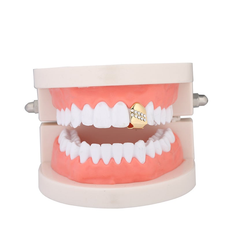 Big Gold Teeth Single Twill Diamond Hip-Hop Gold Teeth Braces A Generation Of Hair - Image 5
