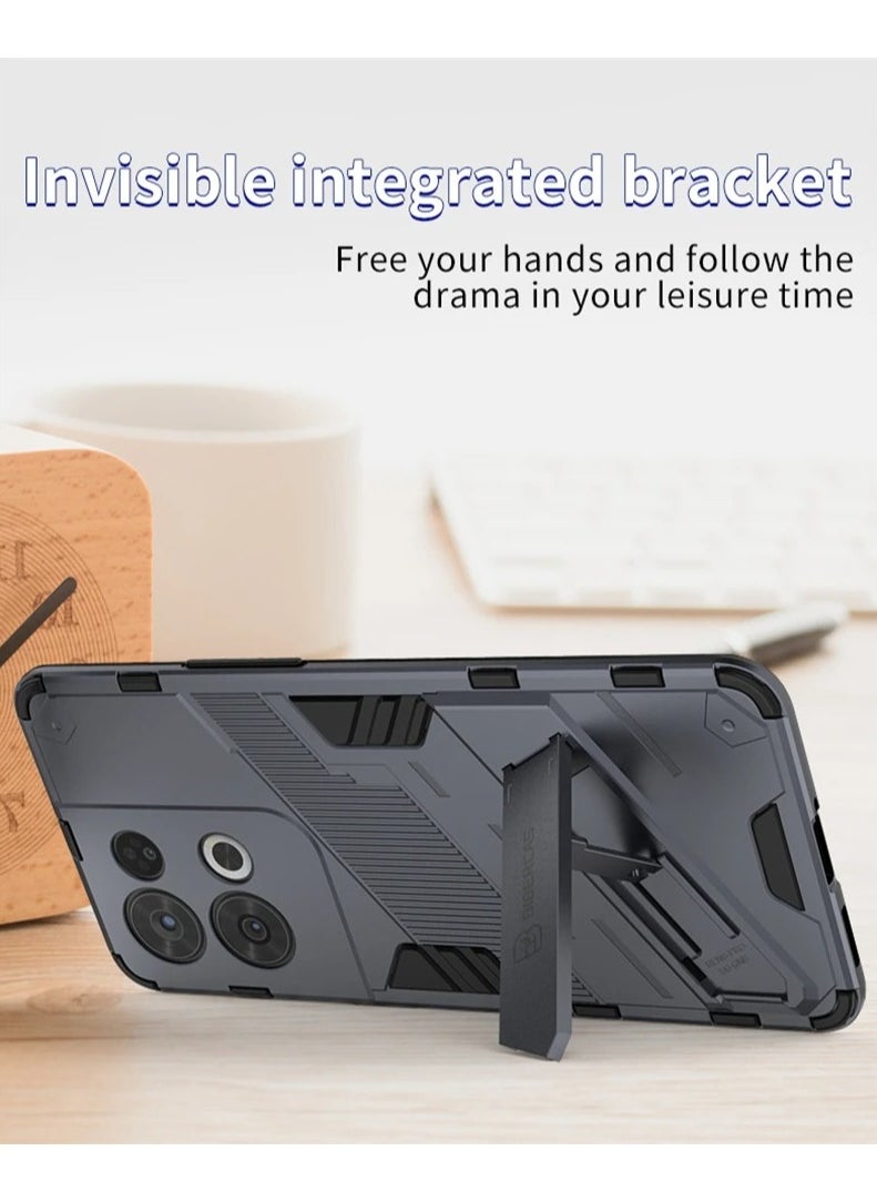 Generic - Punk Armor 2 in 1 PC Tpu Shockproof Phone Case with Invisible Holder For OPPO Reno 8 Pro 5G/Reno 8 Pro Plus 5G (White) - Image 1