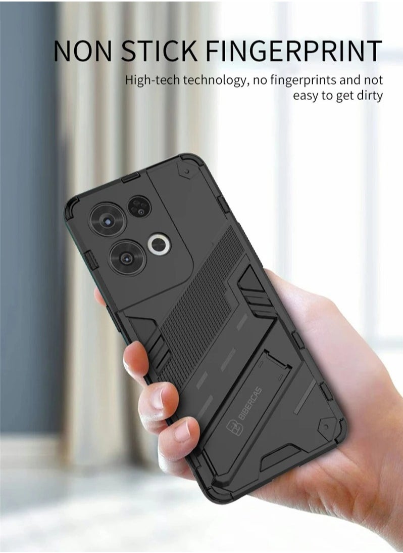 Generic - Punk Armor 2 in 1 PC Tpu Shockproof Phone Case with Invisible Holder For OPPO Reno 8 Pro 5G/Reno 8 Pro Plus 5G (White) - Image 1
