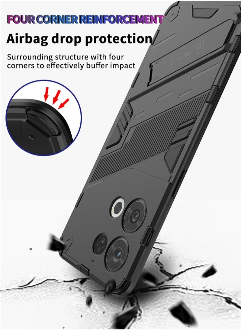Generic - Punk Armor 2 in 1 PC Tpu Shockproof Phone Case with Invisible Holder For OPPO Reno 8 Pro 5G/Reno 8 Pro Plus 5G (White) - Image 1
