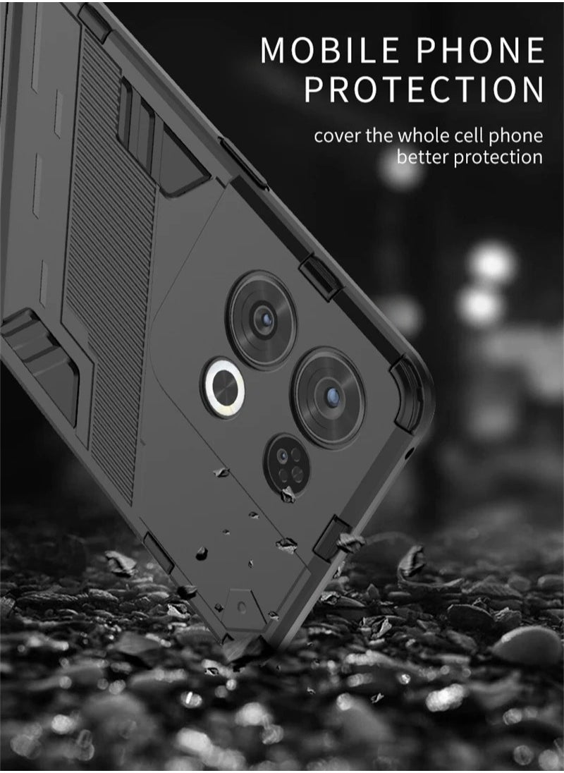 Generic - Punk Armor 2 in 1 PC Tpu Shockproof Phone Case with Invisible Holder For OPPO Reno 8 Pro 5G/Reno 8 Pro Plus 5G (White) - Image 1