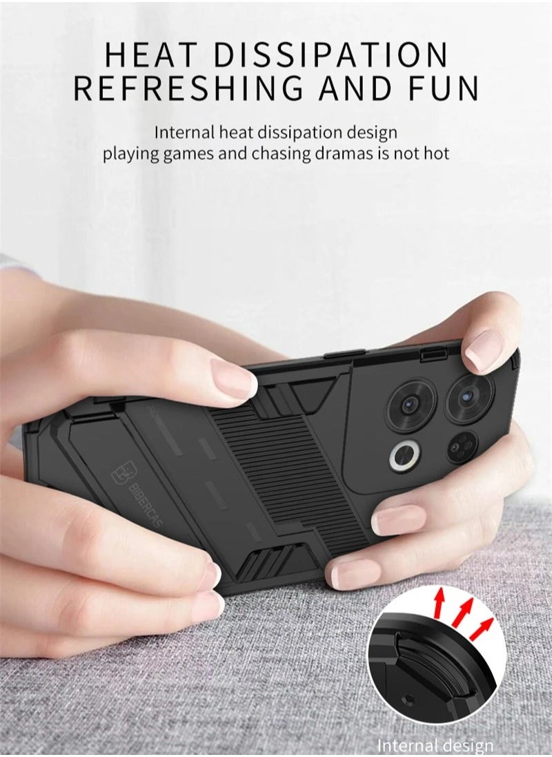 Generic - Punk Armor 2 in 1 PC Tpu Shockproof Phone Case with Invisible Holder For OPPO Reno 8 Pro 5G/Reno 8 Pro Plus 5G (White) - Image 1