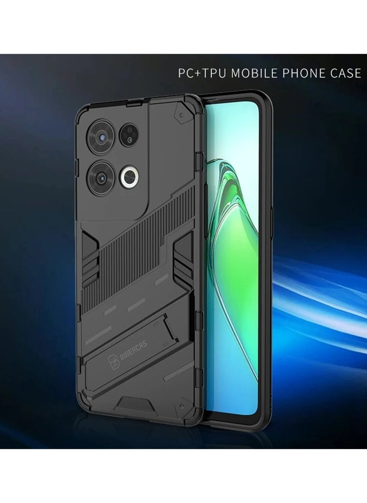 Generic - Punk Armor 2 in 1 PC Tpu Shockproof Phone Case with Invisible Holder For OPPO Reno 8 Pro 5G/Reno 8 Pro Plus 5G (White) - Image 1