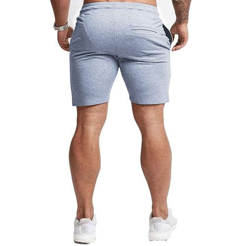 EVERWORTH Men's Casual Training Shorts Gym Workout Fitness Short Bodybuilding Running Jogging Short Pants Gray L Tag XXL - Image 3