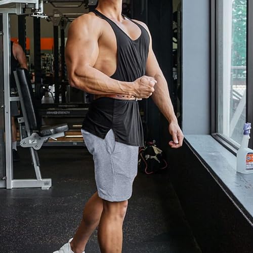 EVERWORTH Men's Casual Training Shorts Gym Workout Fitness Short Bodybuilding Running Jogging Short Pants Gray L Tag XXL - Image 4