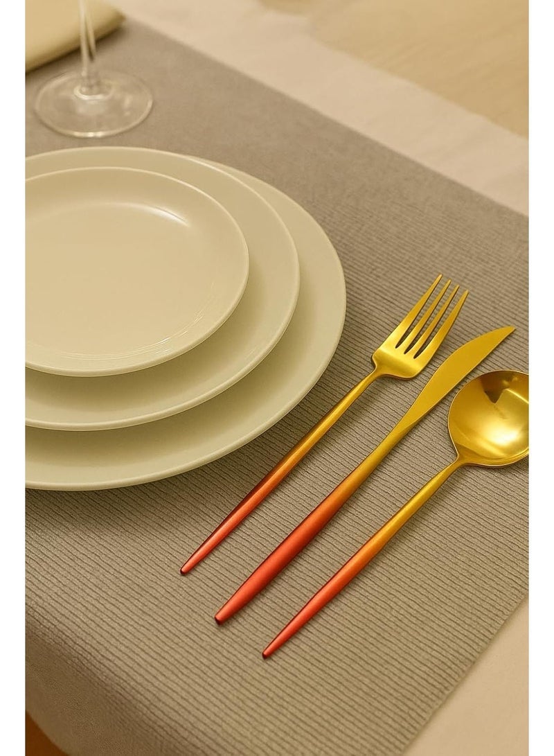 24-Piece Stainless Steel Flatware Set Service for 6 Include Knives Forks Spoons Cutlery Set for Kitchen Restaurant Dishwasher Safe (Red) - Image 2