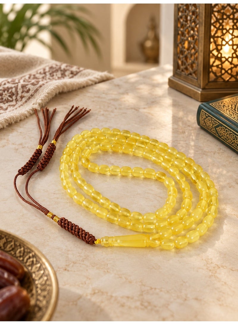 TranquilBeads Natural Baltic Amber Tasbih with Certificate, 99 Beads Opaque Honey Amber Misbaha with Handmade Woven Tassel & Gift Box, Gift for Ramadan, Eid, Hajj & Umrah - Image 4