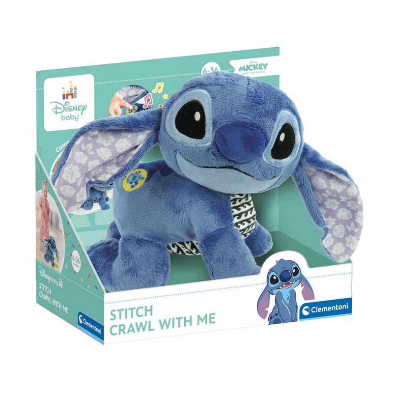 Clementoni Disney Baby Disney Lilo & Stitch Stitch Crawl With Me Interactive Plush Toy (23 x 16 x 26 cm, Blue) - Image 1