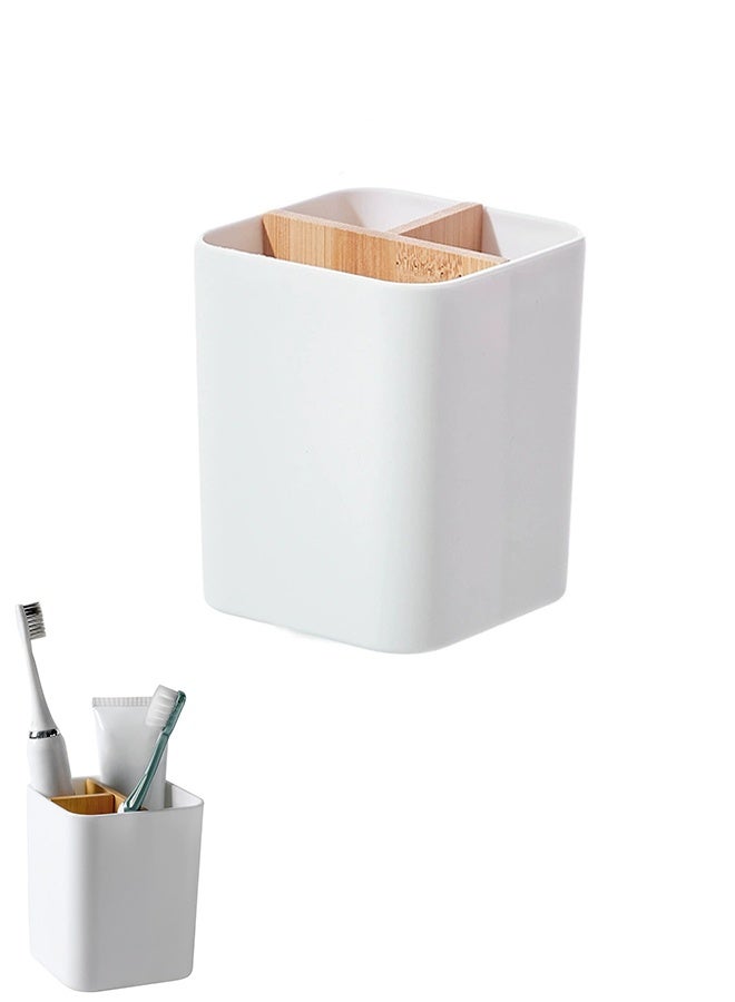 Bathroom Toothbrush Holder, 3 Slot Toothbrush and Toothpaste Holder Bathroom Counter Organizer Electric Toothbrush, Dental Floss, Razor Bathroom Counter Organizer (white) - Image 1